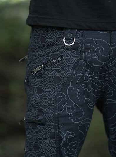 PYTHAGORAS XINGLIN | Men's NY Shorts Navy Blue | Goa Festival Raver Cargo Shorts