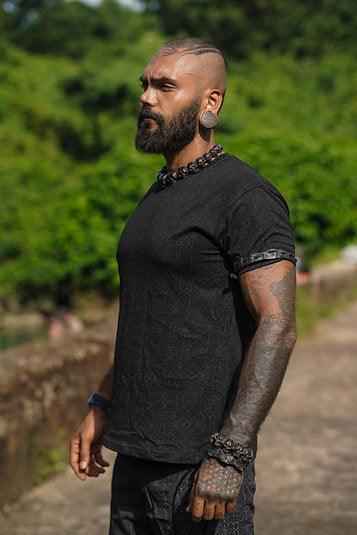 MAGMA CODEX | Black Screen-printed Psychedelic Men's T-shirts
