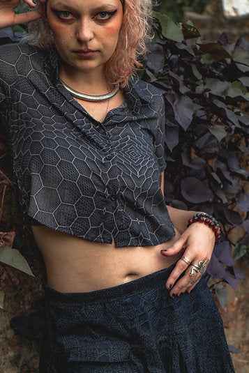 ATOMS & MOLECULES | Bamboo Fabric Women's Crop Shirt | Pixie Festival Blouse