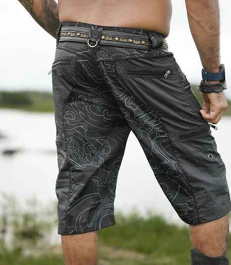 SHIPIBO XINGLING - Men's 3/4 NY Shorts in Dark Grey Color