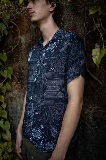 SOURCE CODE | Men's Bamboo Shirts | Futuristic Cyberpunk HUD Print Shirt