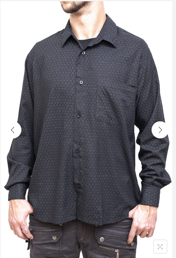FLOWER OF LIFE - Men's Long Sleeve Shirts | Geometric Print Partywear Shirt Mens