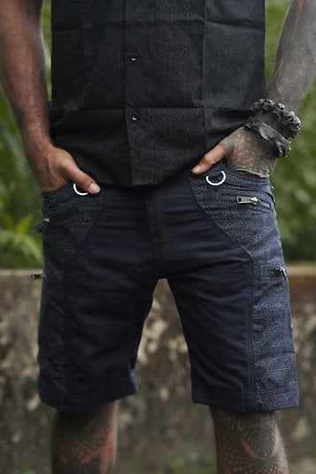 SEMI PYTHAGORAS - Semi Screen Printed Men's Artwear Up knee NY Shorts