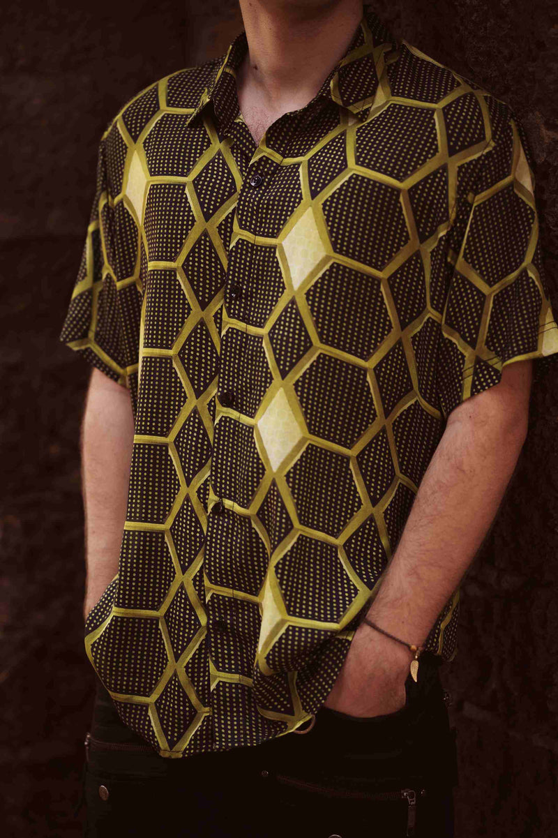 HONEYCOMB - Men's Short Sleeve Bamboo Shirt | Eco-Friendly Boho Shirts for Men