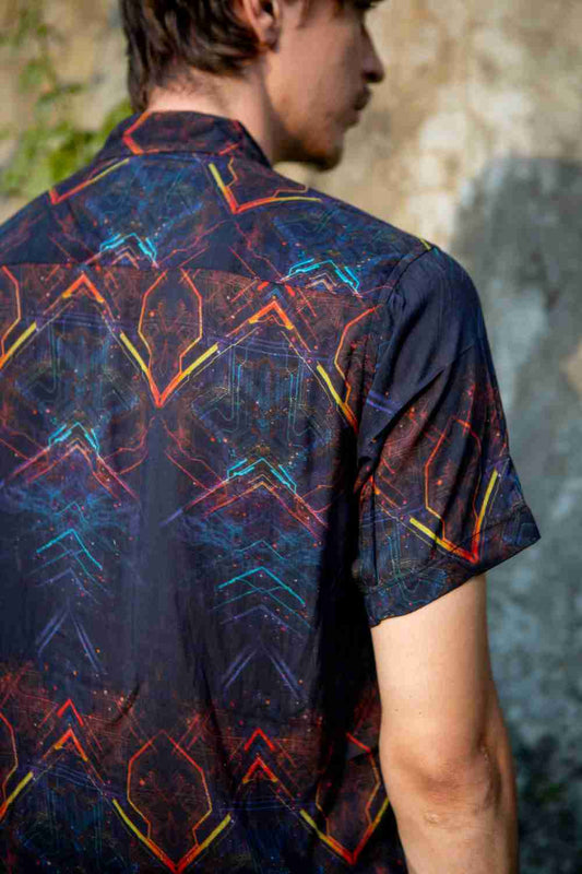 Psyber Phonk bamboo short sleeve shirt with cyberpunk print – back view