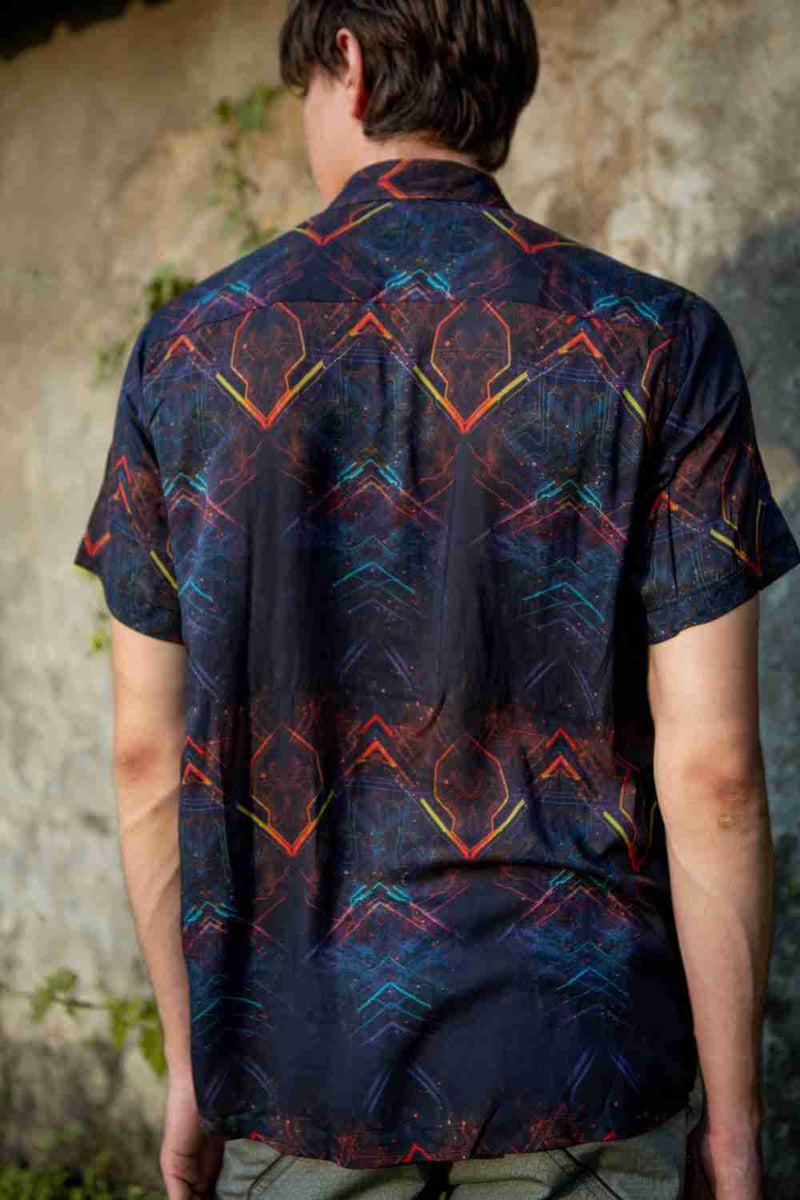 Psyber Phonk | Bamboo Short Sleeve Shirt – Trippy Cyberpunk Print