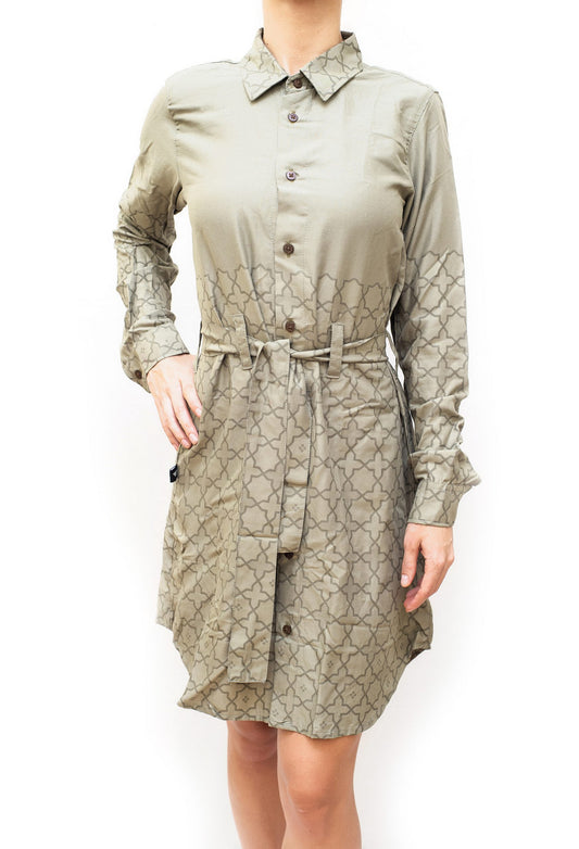 SWASTIK | Women's Viscose Shirt Dress with Belt | Printed Button-up Shirt Dress