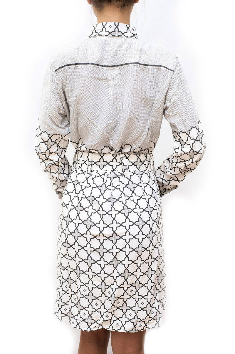 SWASTIK | Women's Viscose Shirt Dress with Belt | Printed Button-up Shirt Dress