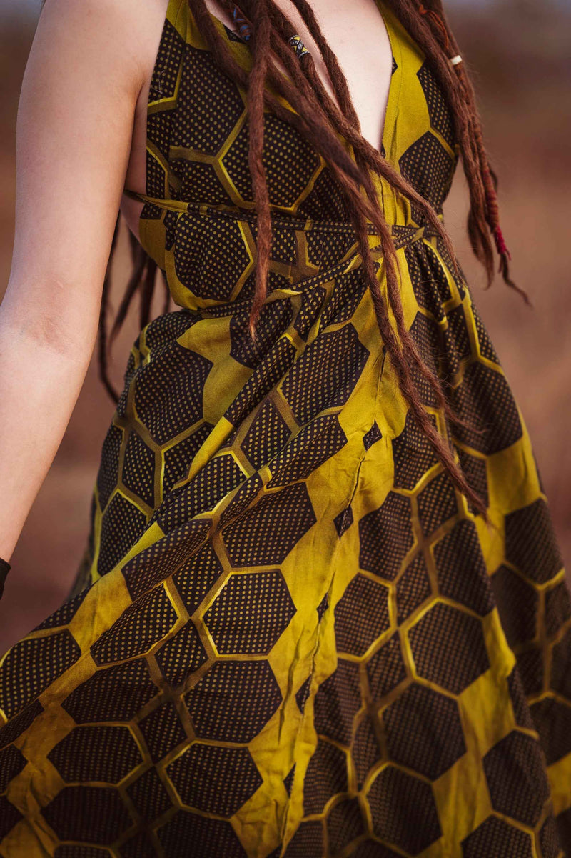 HONEYCOMB | Women's Bamboo Fabric Dress | Hippie Gypsy High-Low Summer Dress