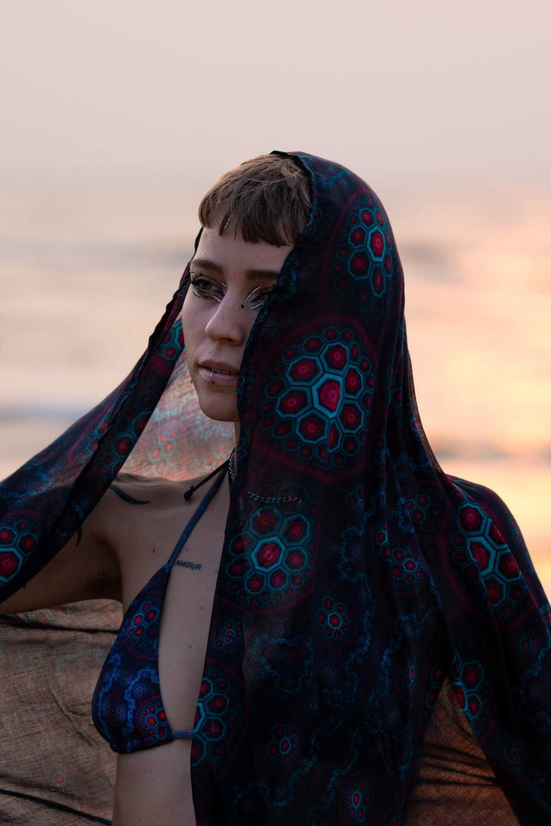 MOLECULE HAZE | Bamboo Fabric Scarf | Lightweight Summer Beach Scarf