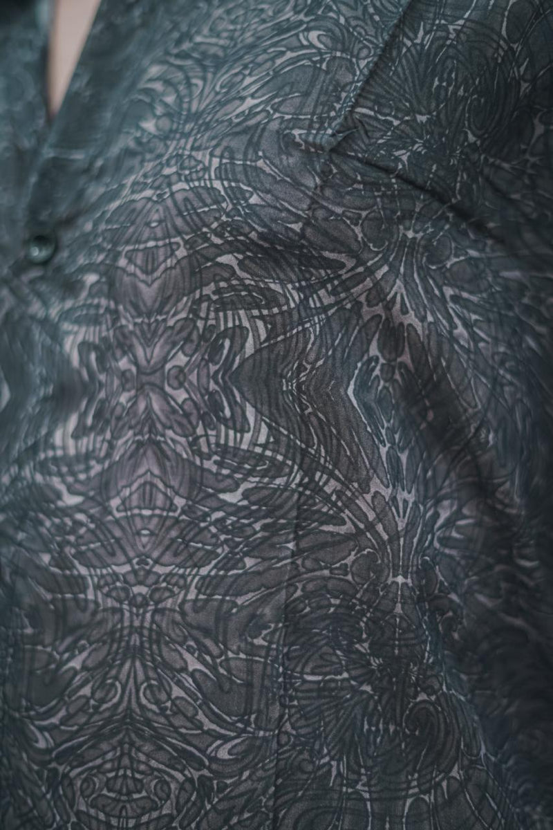 B/W AfterBurn – Bamboo Lightweight Summer Shirt for Men | Dark Floral Digital Print Art Wear Shirt