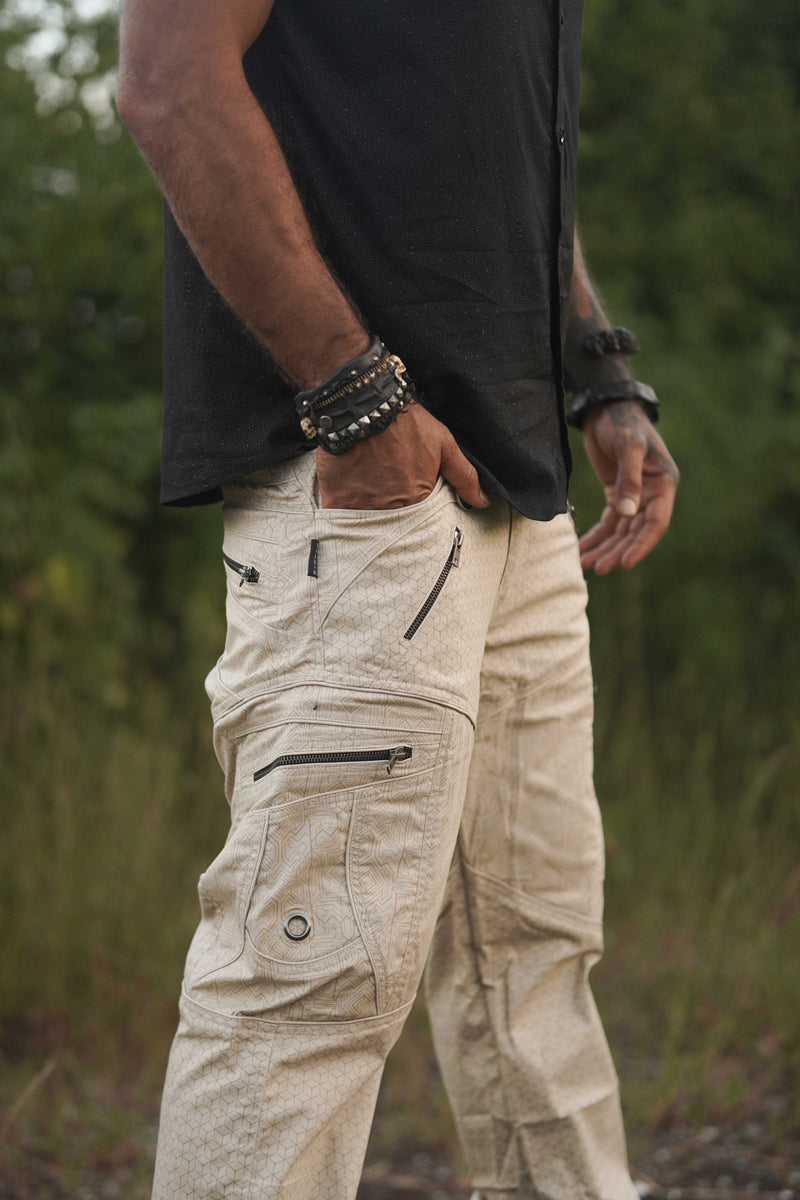 ABSTRACT CODEX - LA Pants in Beige Color | Men's Partywear Cargo Pants