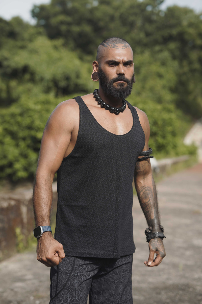 ABSTRACT KNOT | Black Men's Psychedelic Tank T-shirts