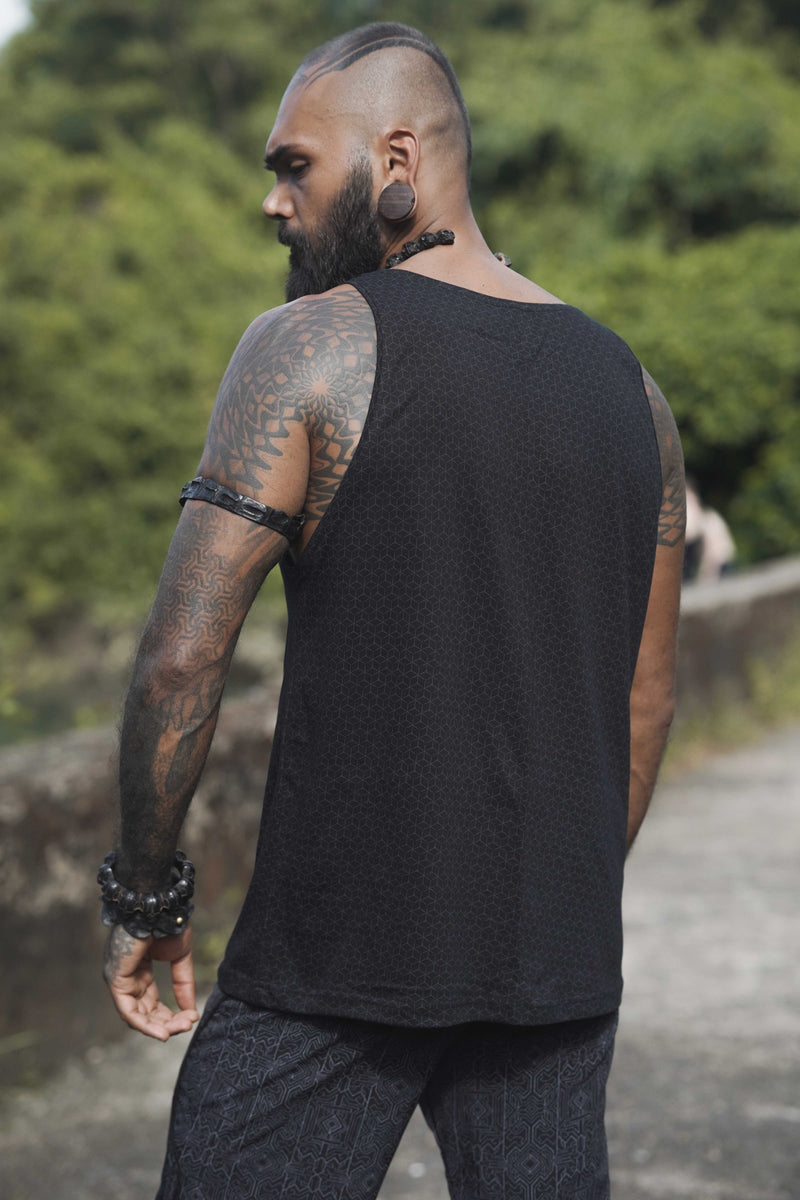 ABSTRACT KNOT | Black Men's Psychedelic Tank T-shirts