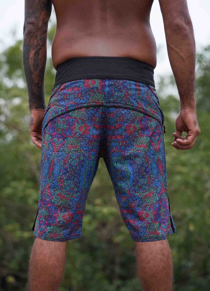 Forest Myth - Floral Printed Swim Shorts for Men – Psychedelic Art Board Shorts