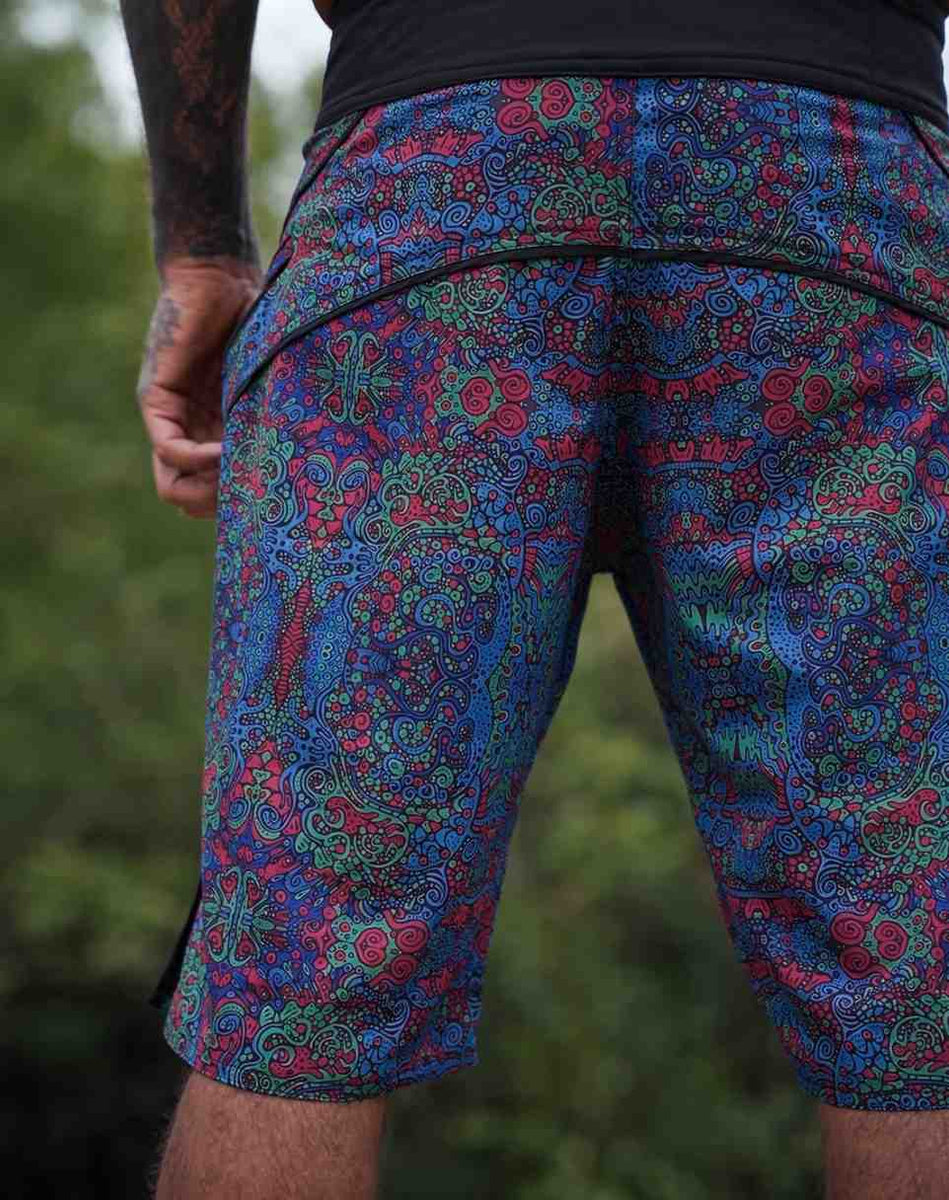Forest Myth - Floral Printed Swim Shorts for Men – Psychedelic Art Board Shorts