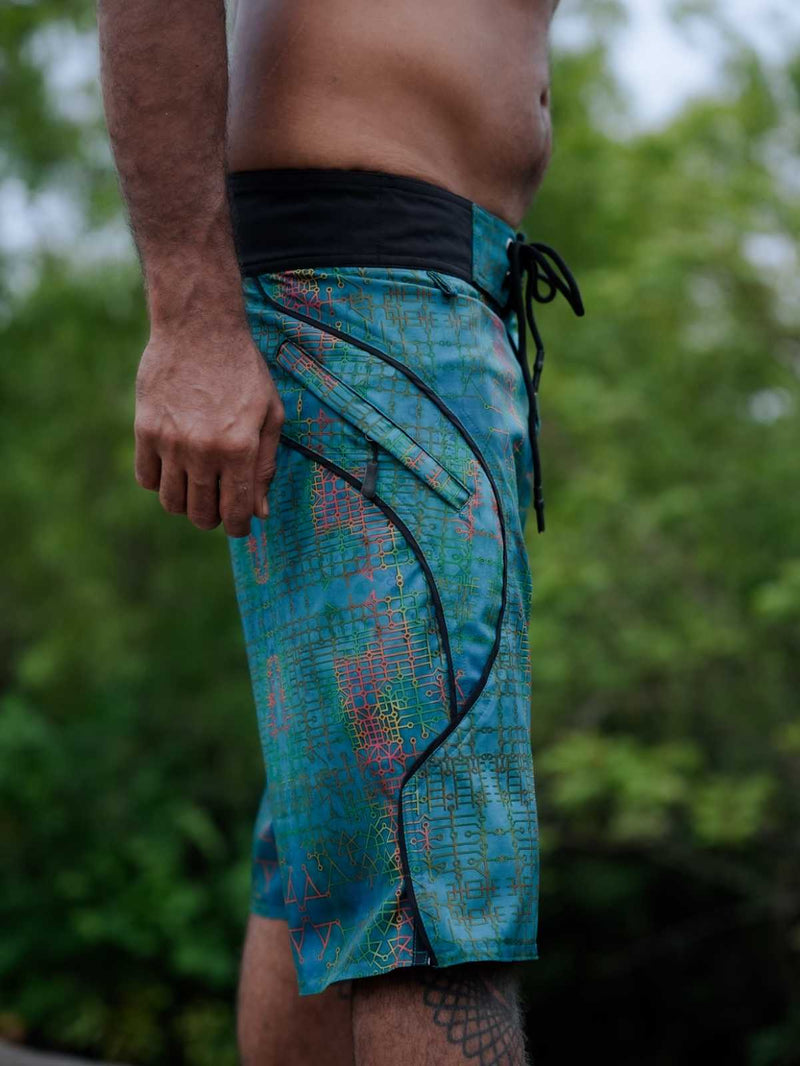 BLUE DREAMS - Men's Swim Wear Shorts Psychedelic Art Printed Board Shorts