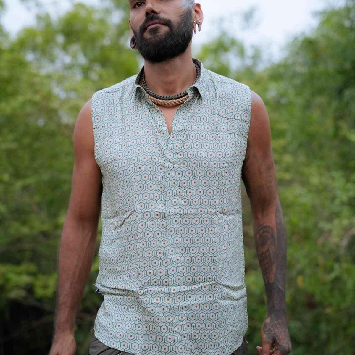 Hexoption Psychedelic Art Wear Sleeveless Bamboo Shirt