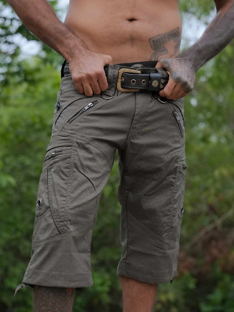 ETERNITY VORTEX - Khaki Men Art Wear 3/4 Cargo Shorts