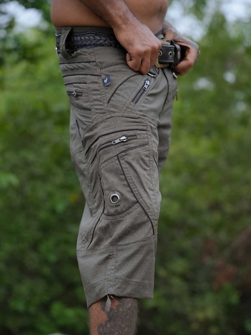 ETERNITY VORTEX - Khaki Men Art Wear 3/4 Cargo Shorts