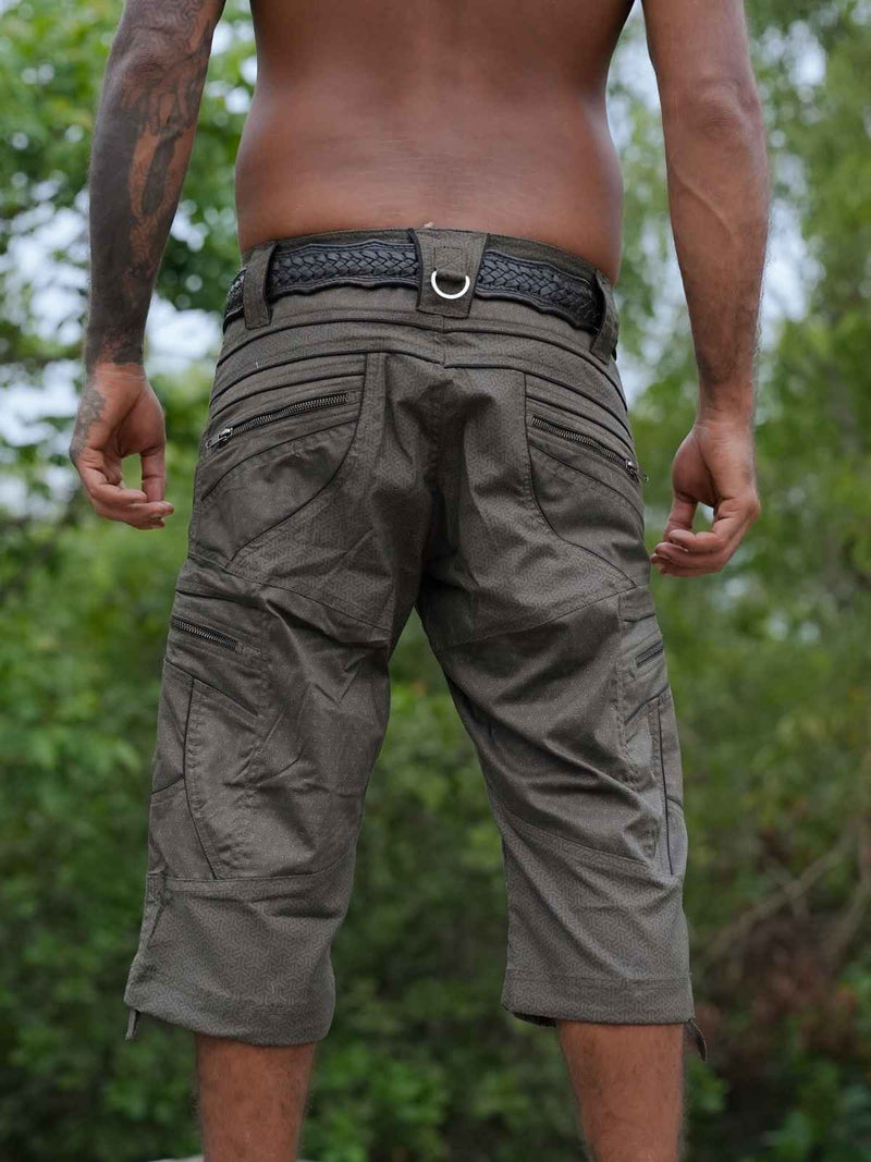 ETERNITY VORTEX - Khaki Men Art Wear 3/4 Cargo Shorts