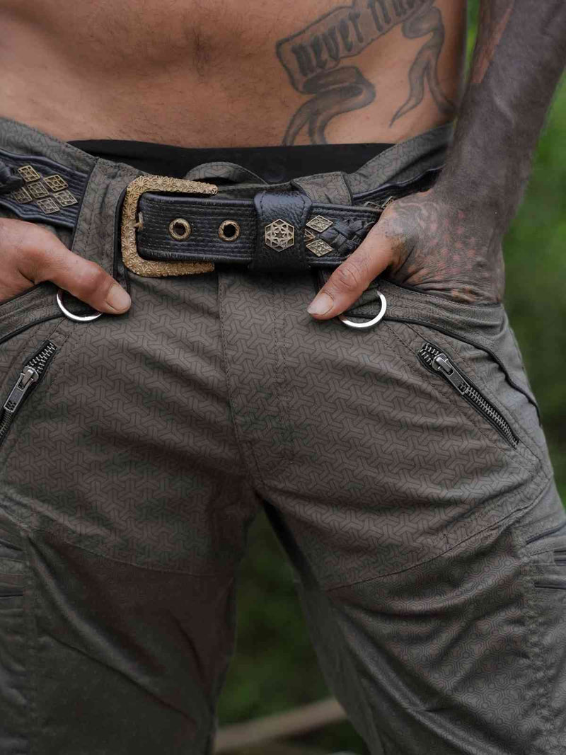 ETERNITY VORTEX - Khaki Men Art Wear 3/4 Cargo Shorts