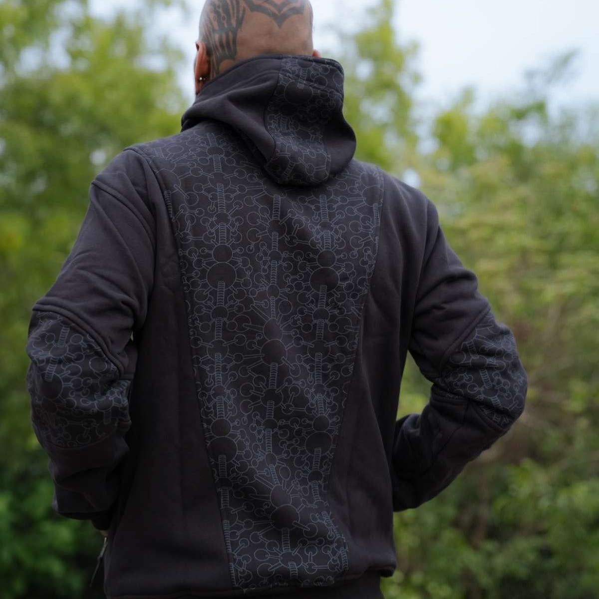 FRACTAL GRAVITY | Black Psychedelic Thick Cotton Fleece Hoodie