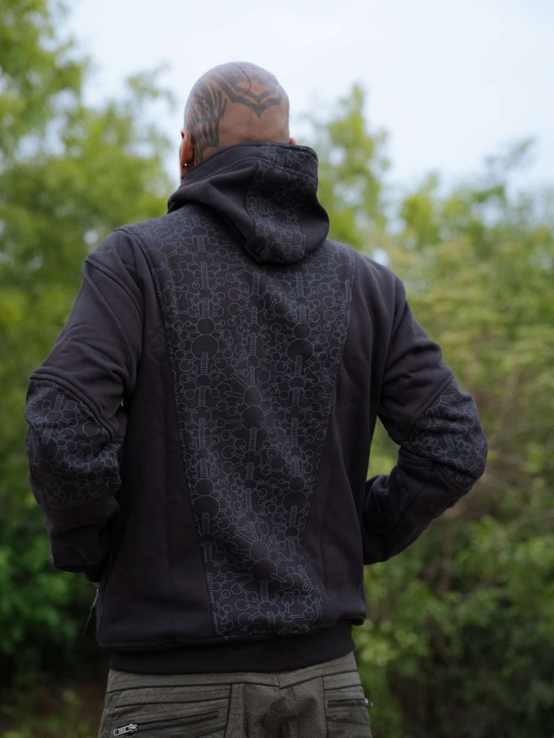 FRACTAL GRAVITY | Black Psychedelic Thick Cotton Fleece Hoodie