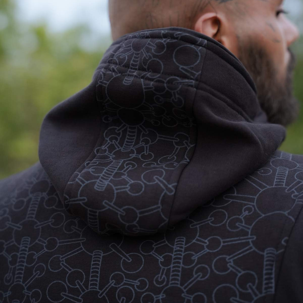 FRACTAL GRAVITY | Black Psychedelic Thick Cotton Fleece Hoodie