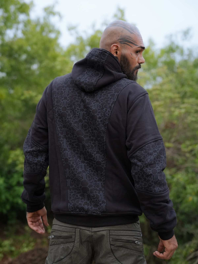 FRACTAL GRAVITY | Black Psychedelic Thick Cotton Fleece Hoodie