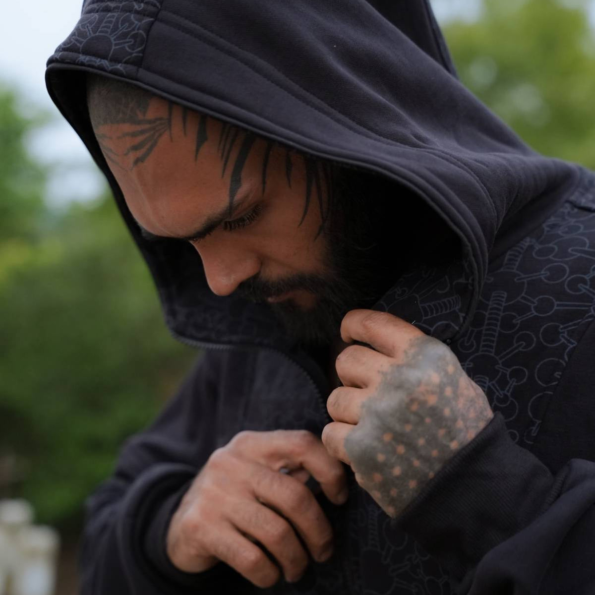 FRACTAL GRAVITY | Black Psychedelic Thick Cotton Fleece Hoodie