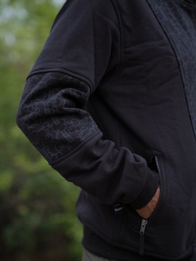 FRACTAL GRAVITY | Black Psychedelic Thick Cotton Fleece Hoodie