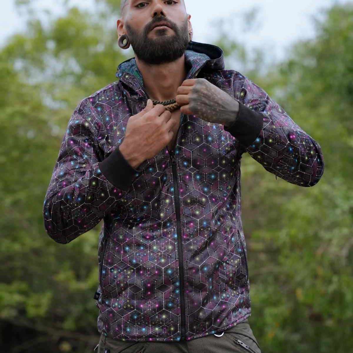 Reversible Psychedelic Windbreaker Jacket – After Circuit Velvet Suede Jacket