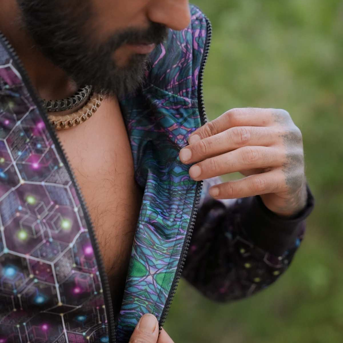 Reversible Psychedelic Windbreaker Jacket – After Circuit Velvet Suede Jacket