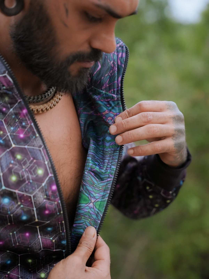 Reversible Psychedelic Windbreaker Jacket – After Circuit Velvet Suede Jacket