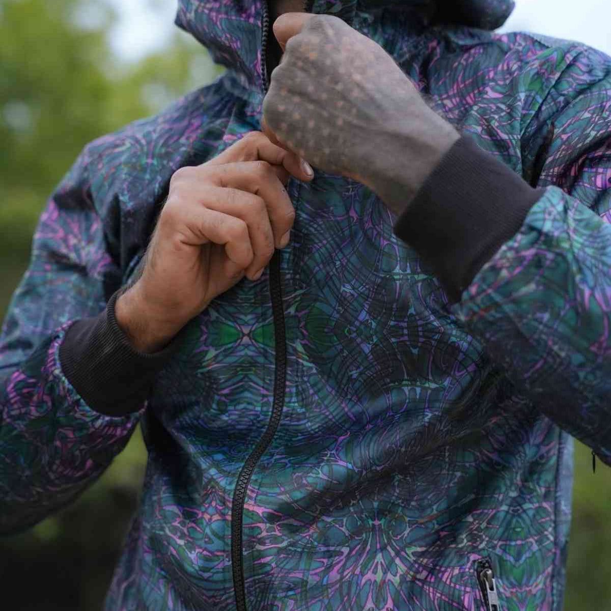 Reversible Psychedelic Windbreaker Jacket – After Circuit Velvet Suede Jacket