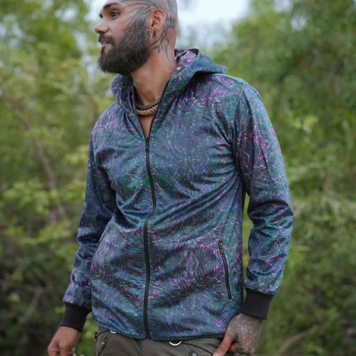 Reversible Psychedelic Windbreaker Jacket – After Circuit Velvet Suede Jacket