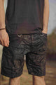 Dragon Codex - NY Black Men's Utility Cargo Shorts | Dragon Print Up Knee Shorts