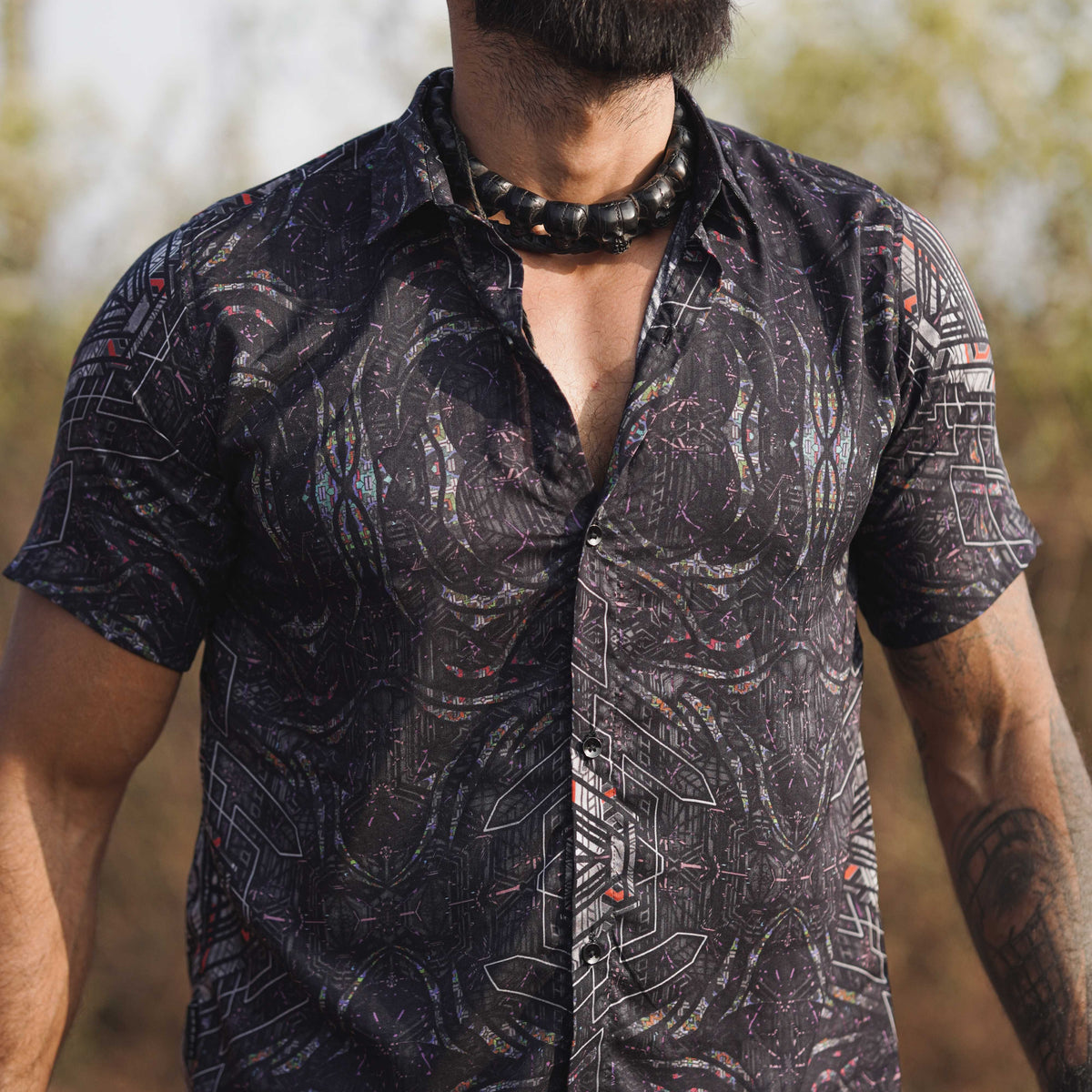 STAR DUST | Men's Bamboo Shirts | Dark Psychedelic Abstract Shirt