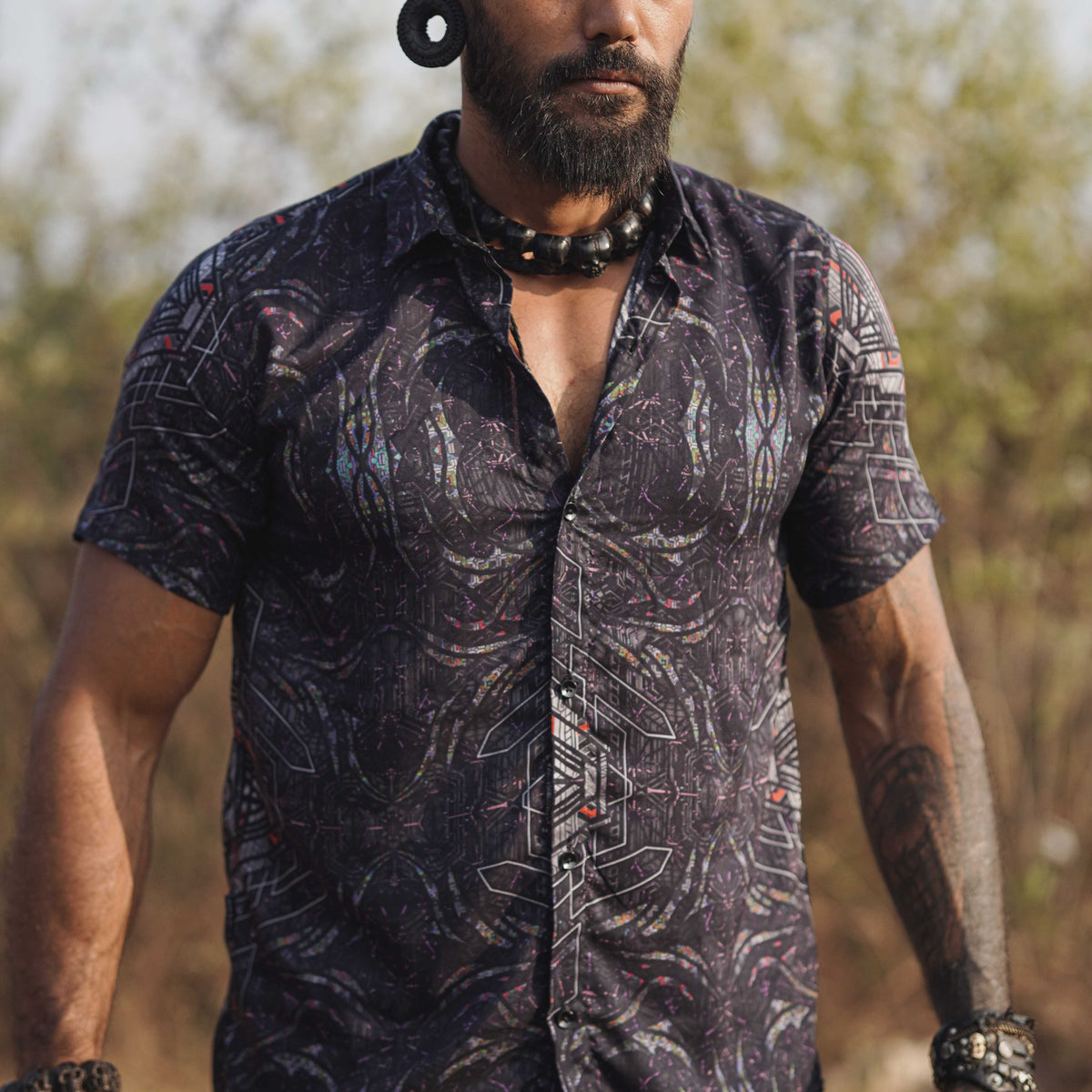 STAR DUST | Men's Bamboo Shirts | Dark Psychedelic Abstract Shirt