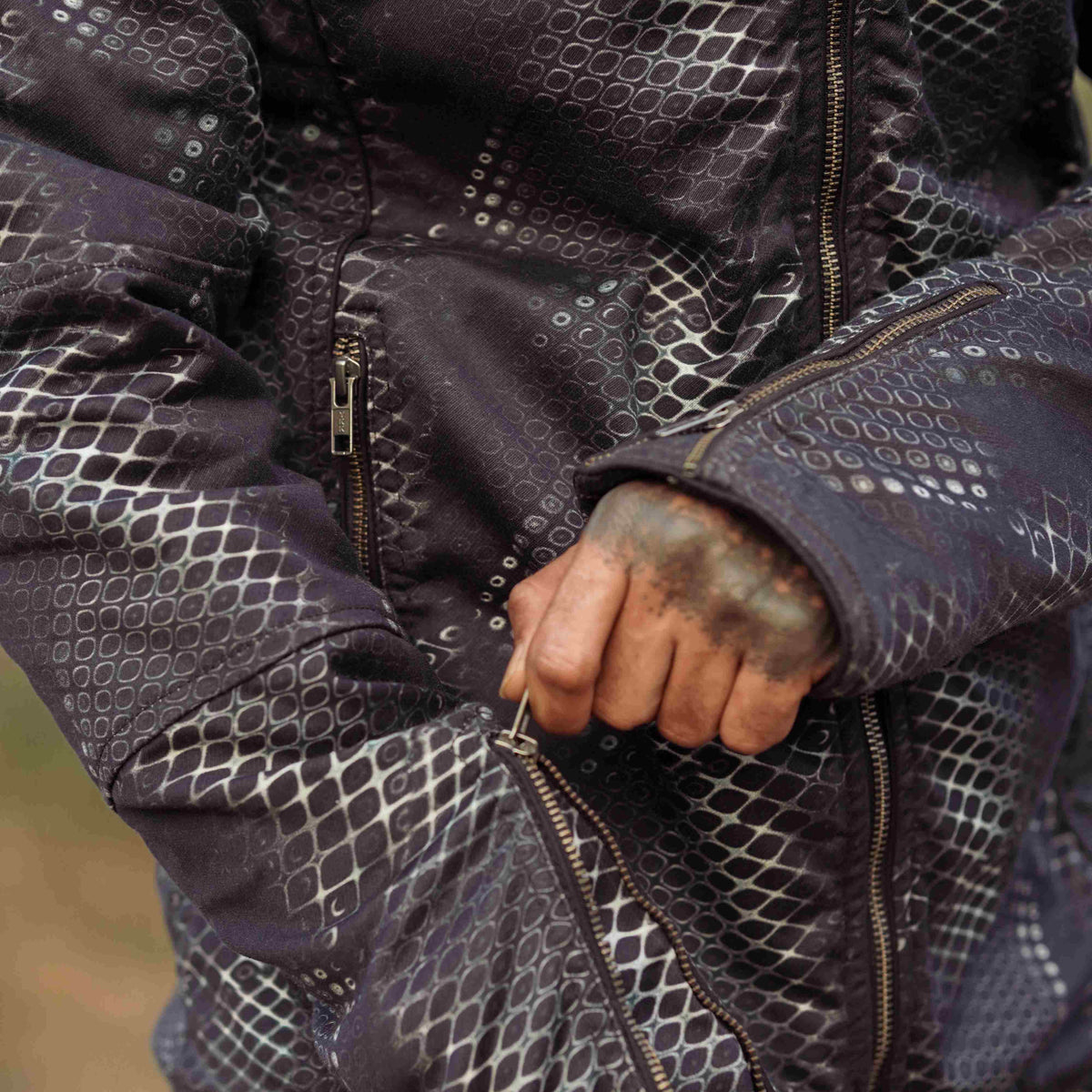 PYTHON VORTEX - Men's Printed Heavy Cotton Dobby Jacket with Zipped Sleeves