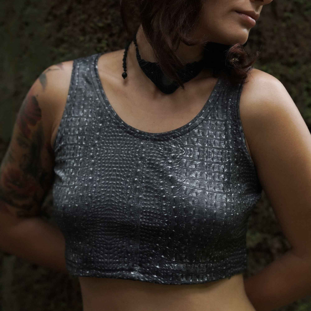 BLACK ILLUSION - Women's Sleeveless Partywear Crop Top