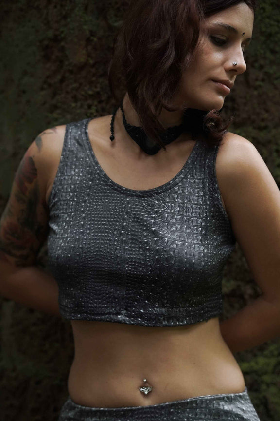 BLACK ILLUSION - Women's Sleeveless Partywear Crop Top