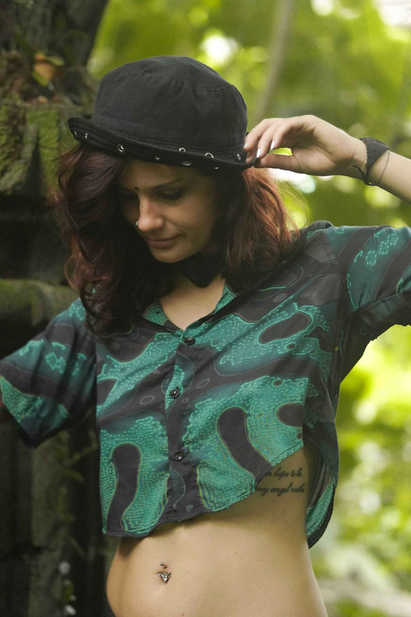 Green Wizard | Artwear Bamboo Women's Crop Shirt
