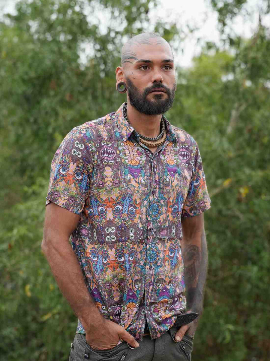 COSMIC DRISHTI v2 | Bamboo Modal Shirt for Men - Psychedelic Art Wear Shirt