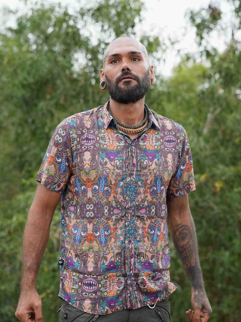 COSMIC DRISHTI v2 | Bamboo Modal Shirt for Men - Psychedelic Art Wear Shirt
