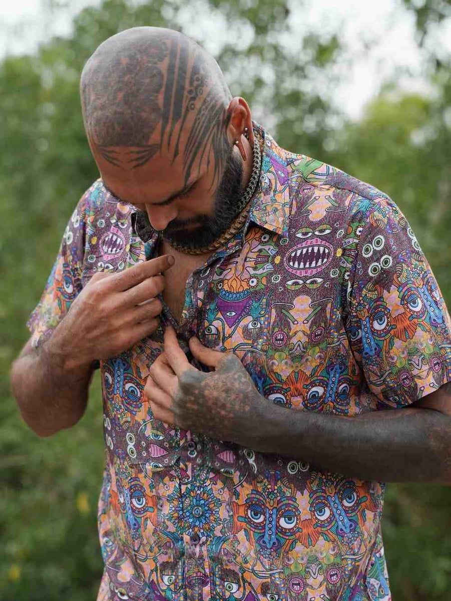 COSMIC DRISHTI v2 | Bamboo Modal Shirt for Men - Psychedelic Art Wear Shirt