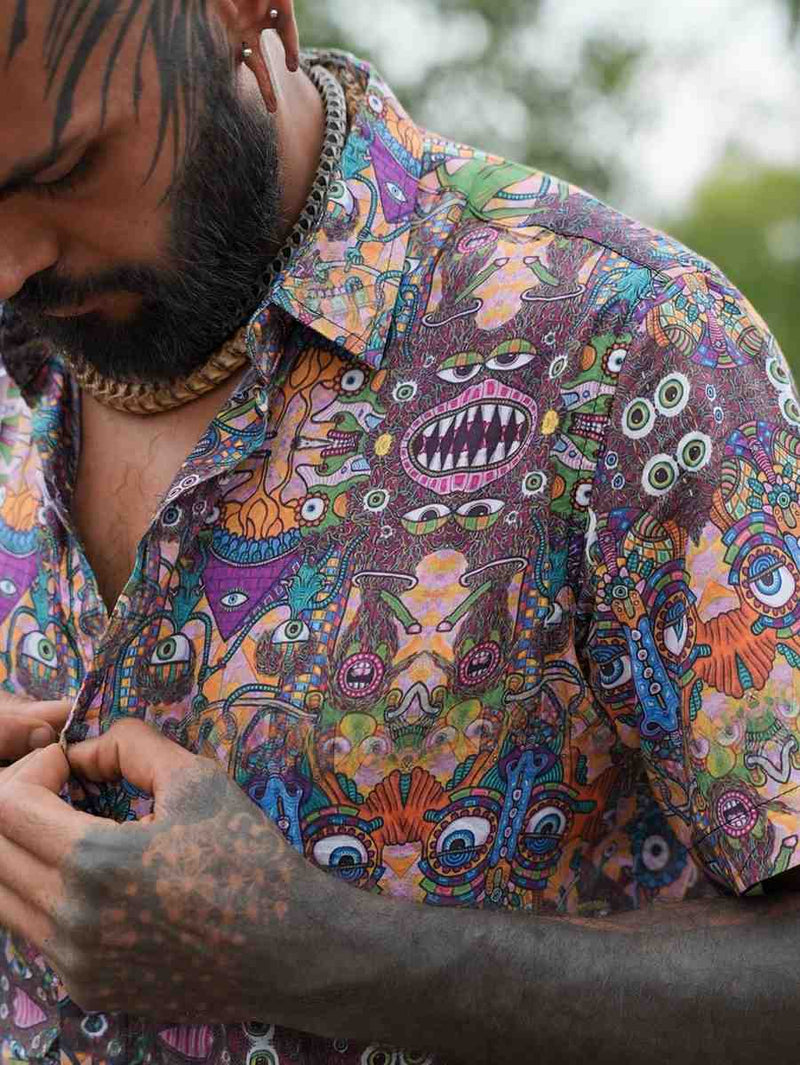 COSMIC DRISHTI v2 | Bamboo Modal Shirt for Men - Psychedelic Art Wear Shirt