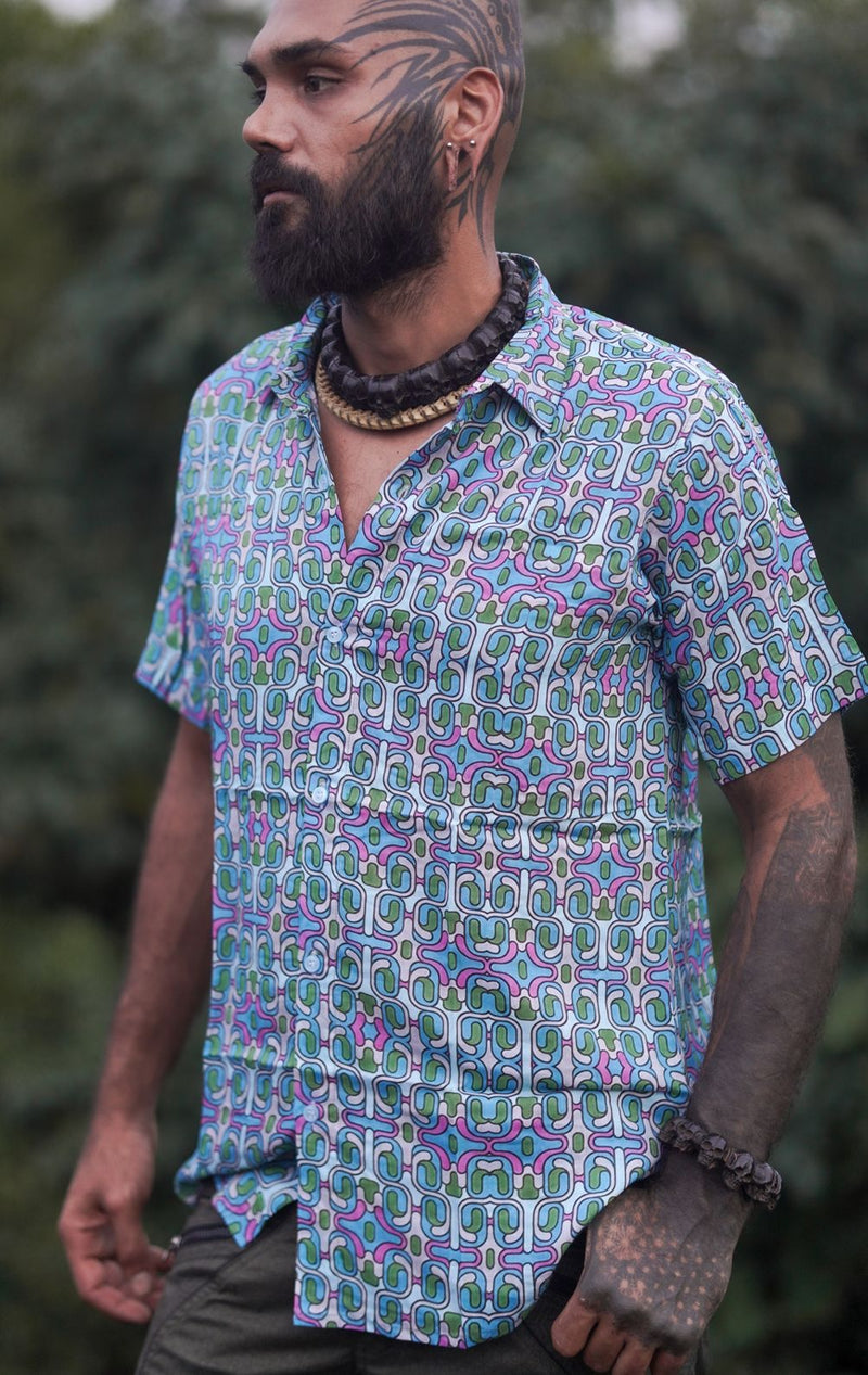DeFunk – Bamboo Lightweight Summer Wear Molecule Print Shirt