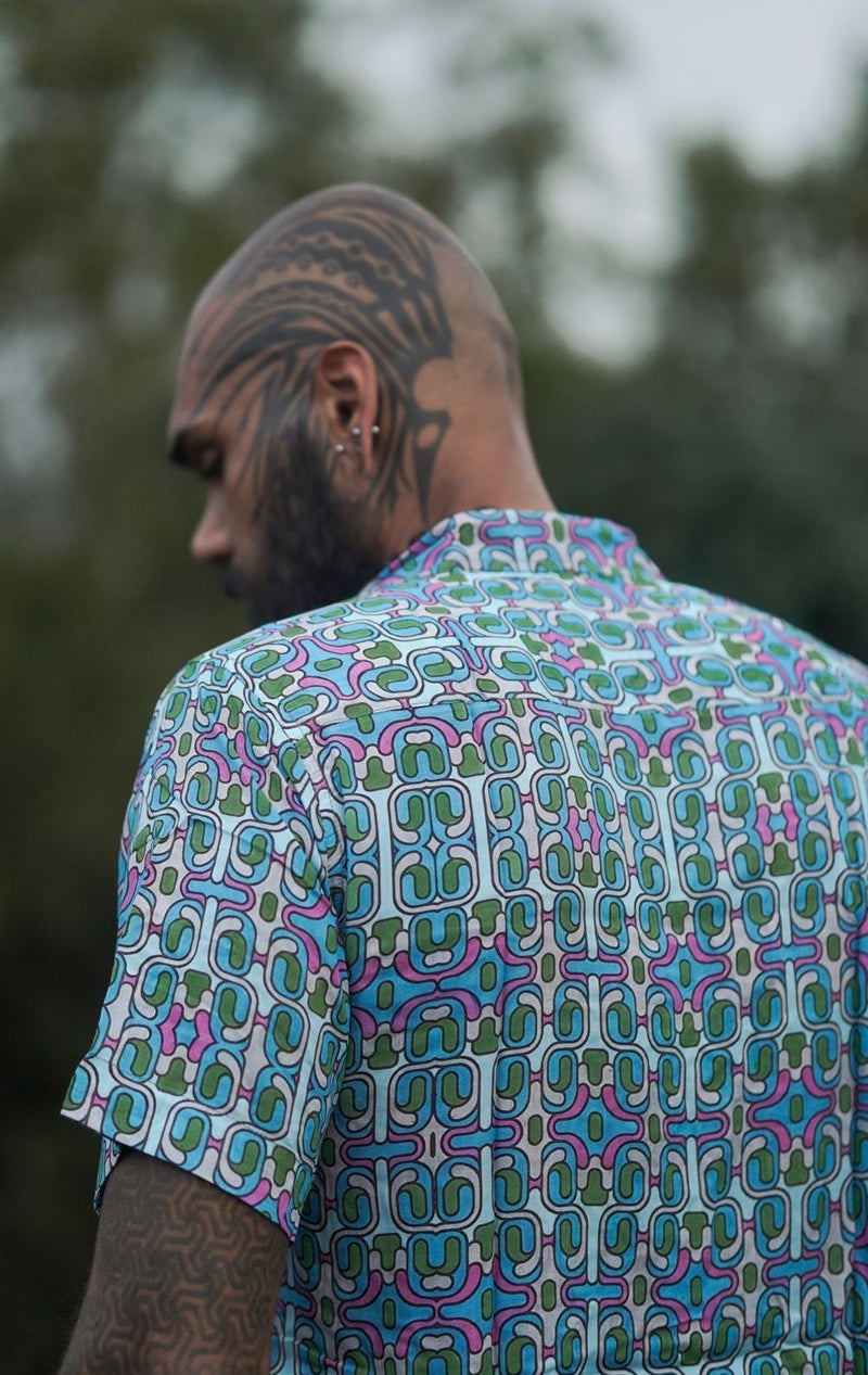DeFunk – Bamboo Lightweight Summer Wear Molecule Print Shirt